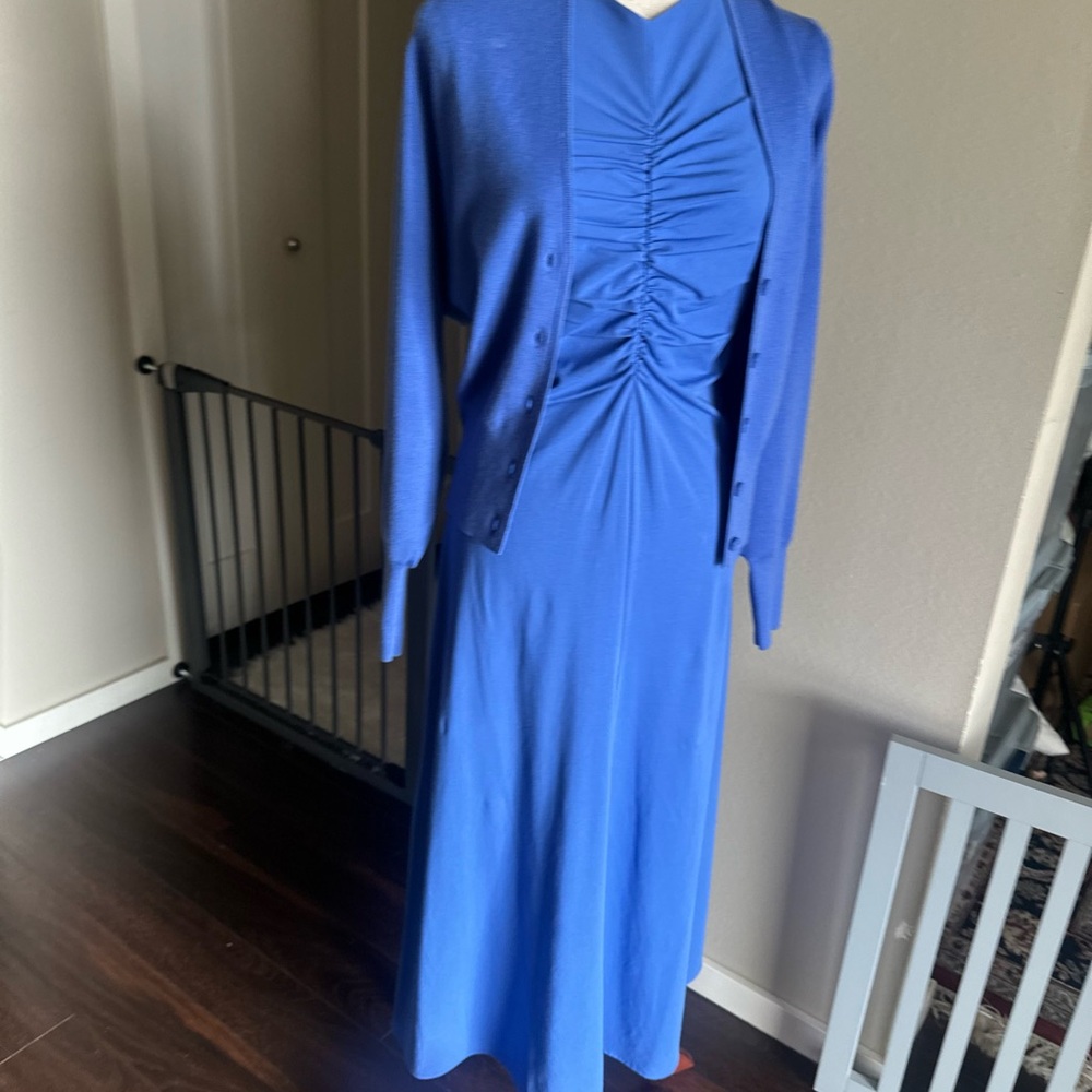 COS Exquisite Blue Dress with Long Sleeve Cardigan
